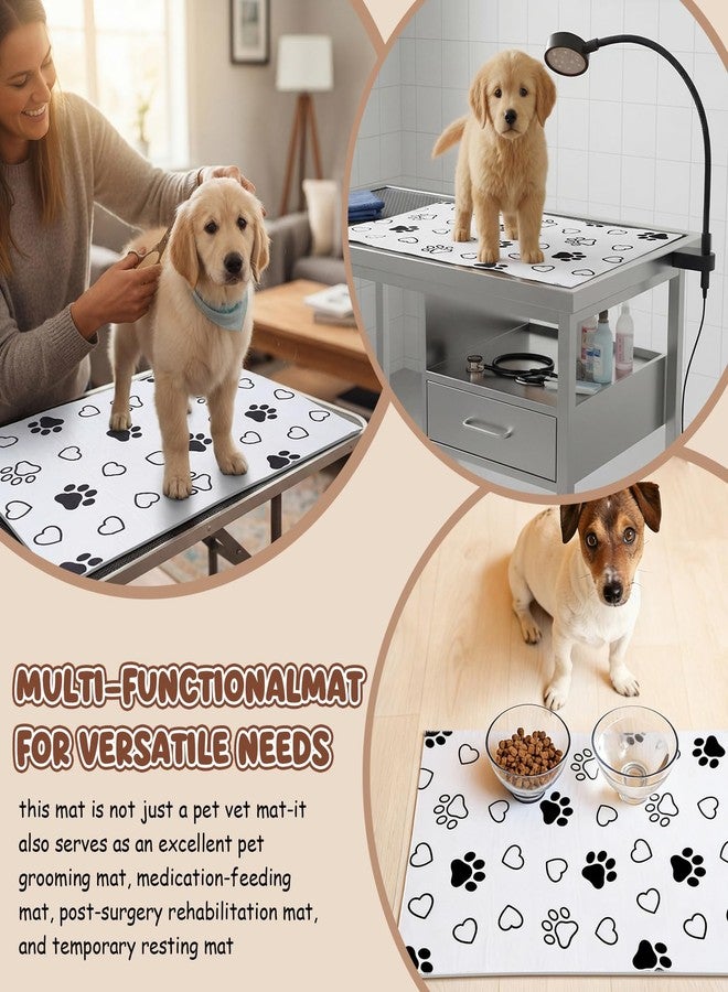 AceOrbit 24x36 Inch Non-Slip Dog Grooming Mat for Table Dog Vet Mat Black and White Paw Print Pet Grooming Pad for Cat Pet Checkups Rehabilitation Bath, Waterproof and Easy to Clean - Image 5